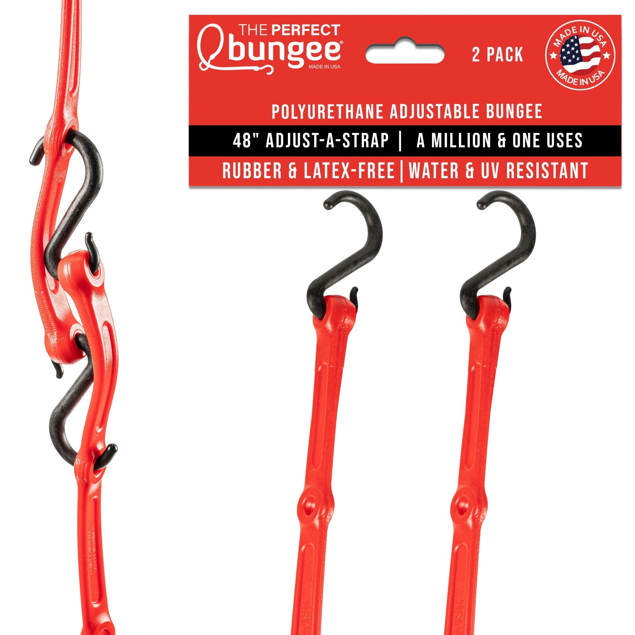 48" Adjust - A - Strap® Adjustable Bungee Strap 2 Pack - The Perfect Bungee & ShockStrap Tie Downs