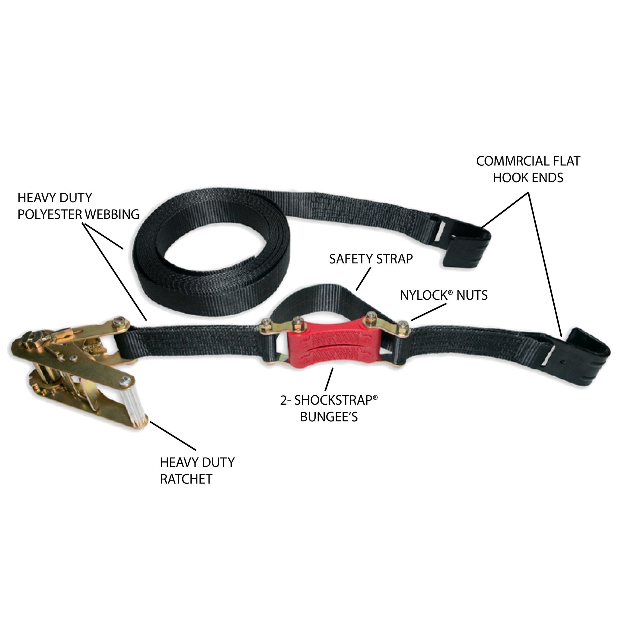 Commercial Grade ShockStrap Ratchet Strap 18ft x 2in