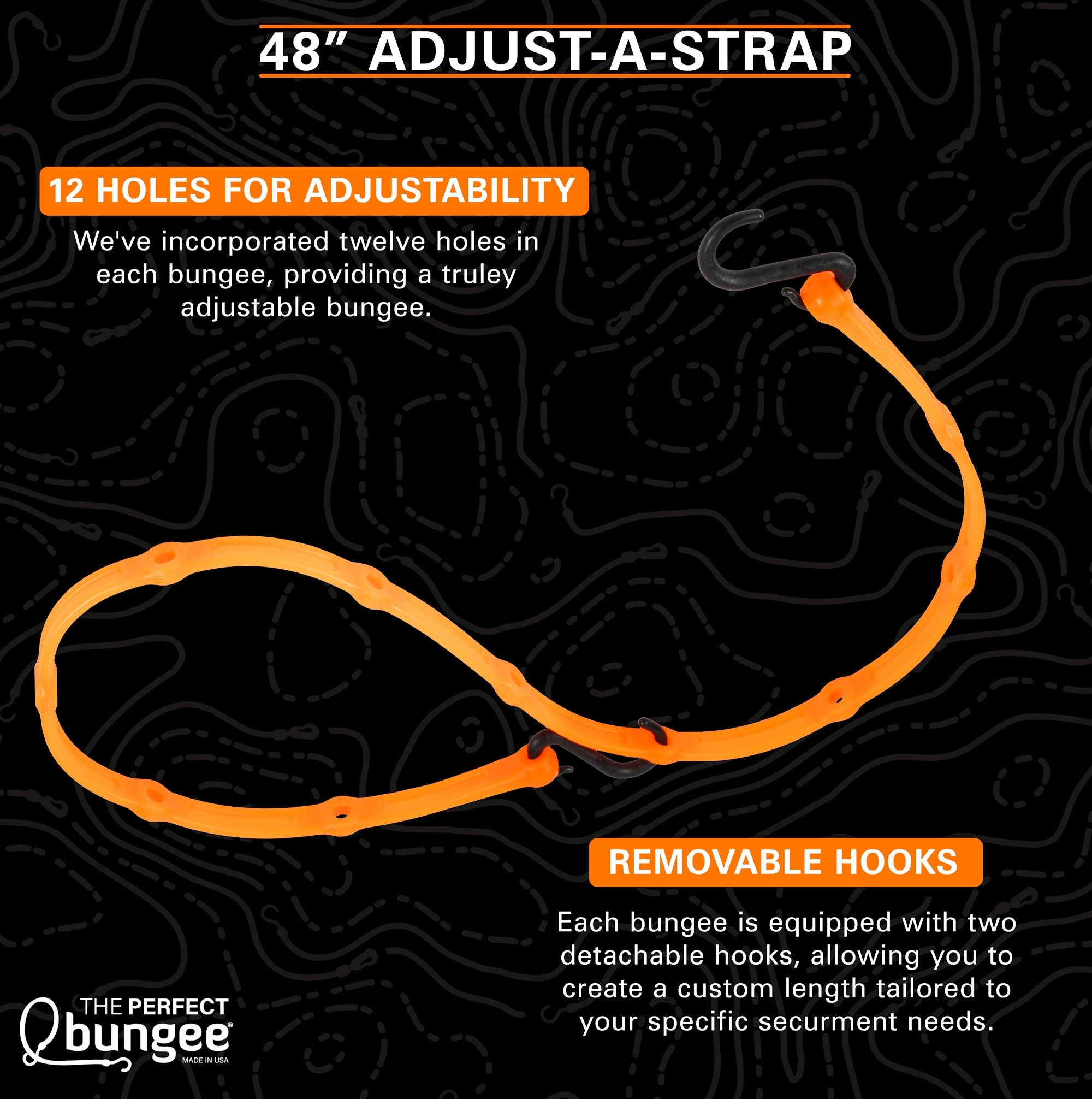 The Perfect Bungee Adjust-A-Strap Orange Adjustable Bungee Cords (4 Pack)