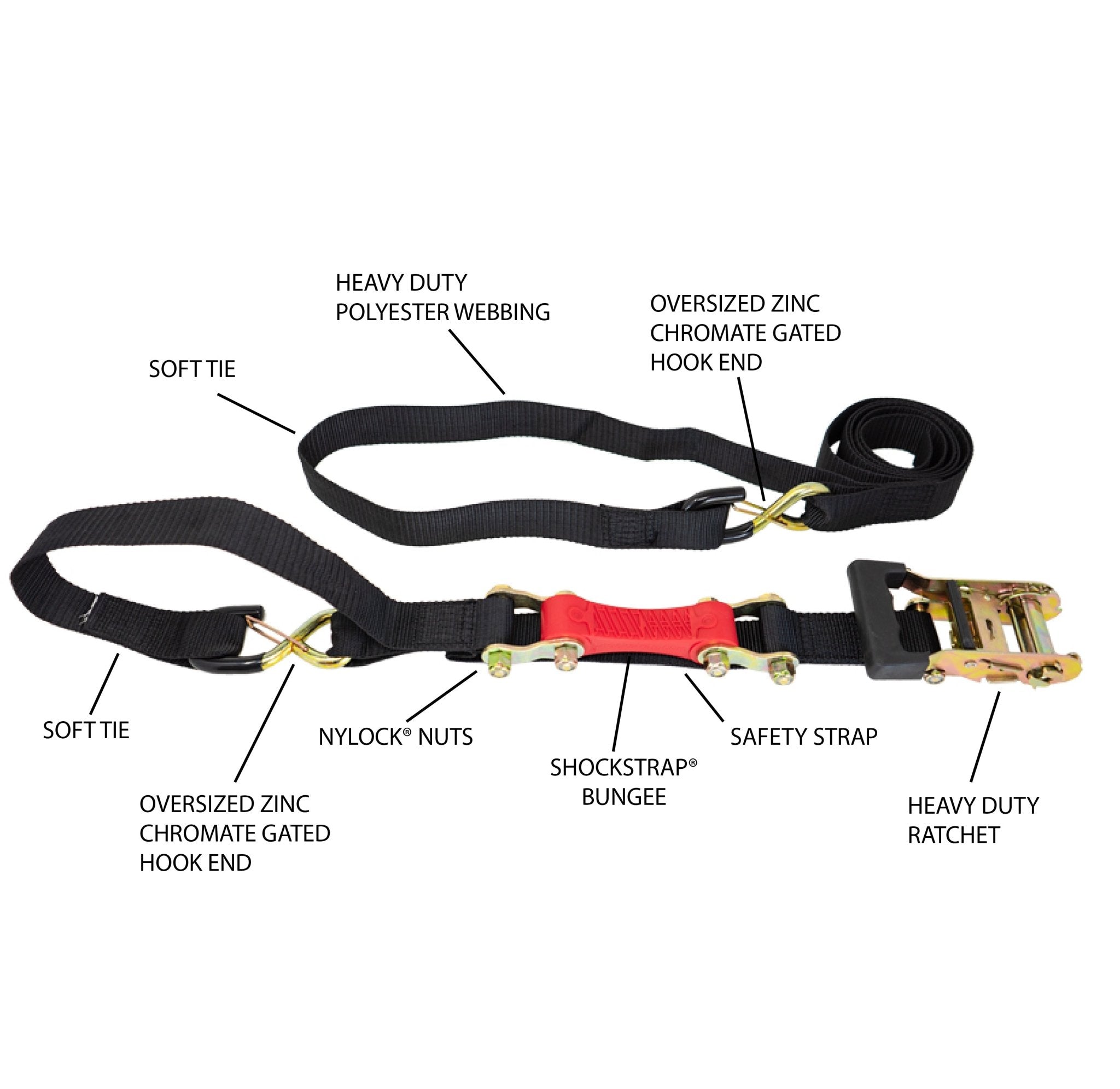 ShockStrap® 7ft x 1.5in Ratchet Strap, ATV, UTV, SxS Ratchet Strap